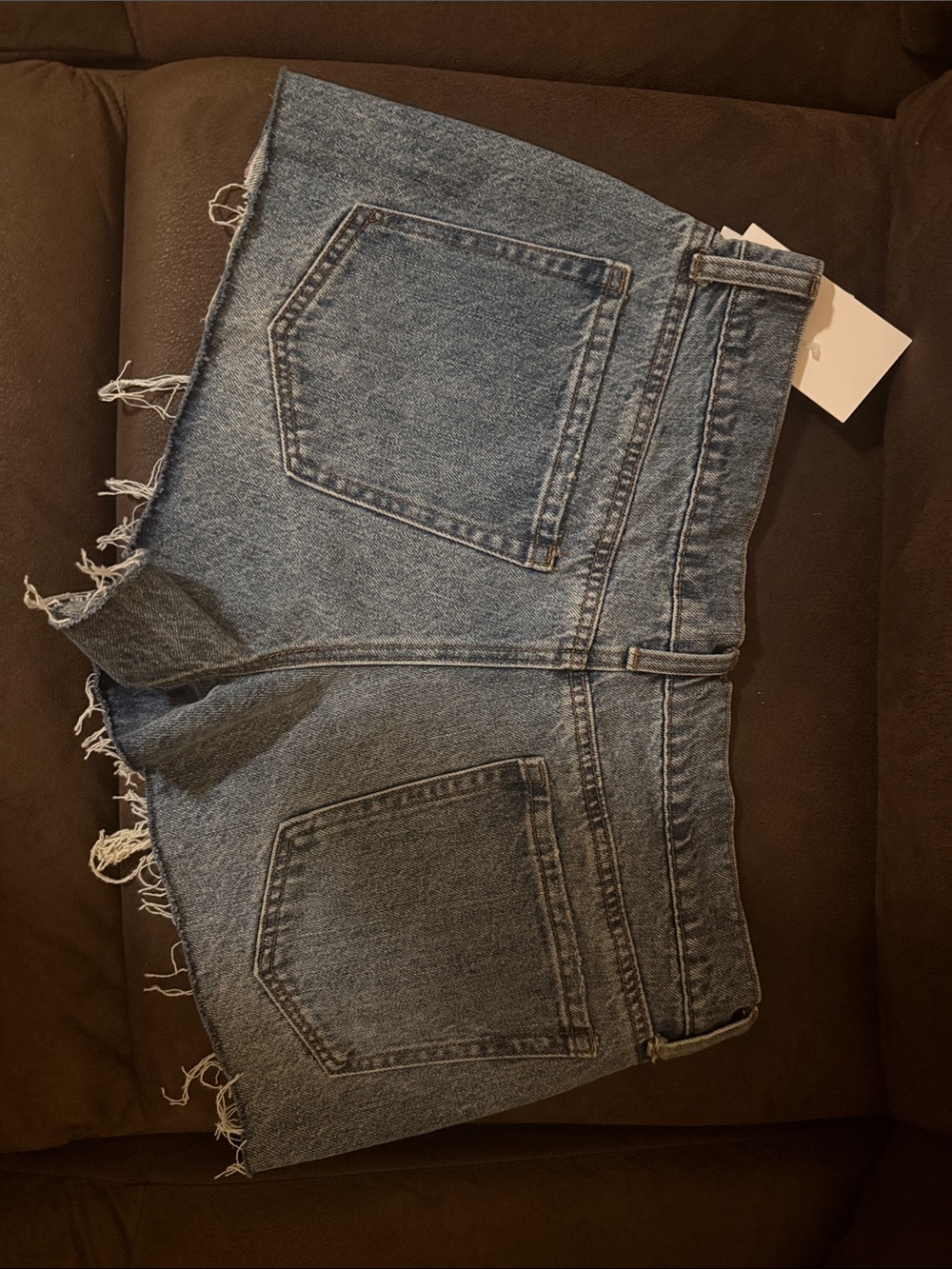 7•7 High-Rise Distressed Denim Shorts - Light Blue - Picture 5 of 5